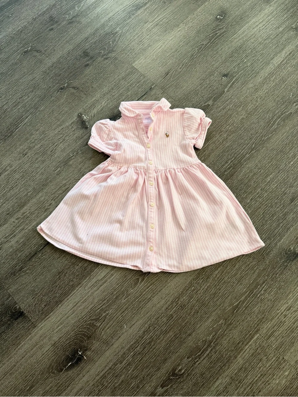 Ralph Lauren Light Pink Striped Polo Shirt Dress for Kids